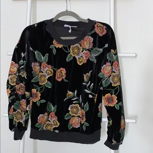 BCBG - velvet floral crewneck sweater